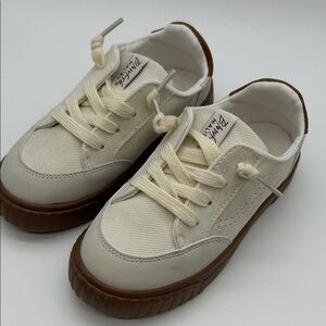 Cream Kids Sneakers with Brown Soles